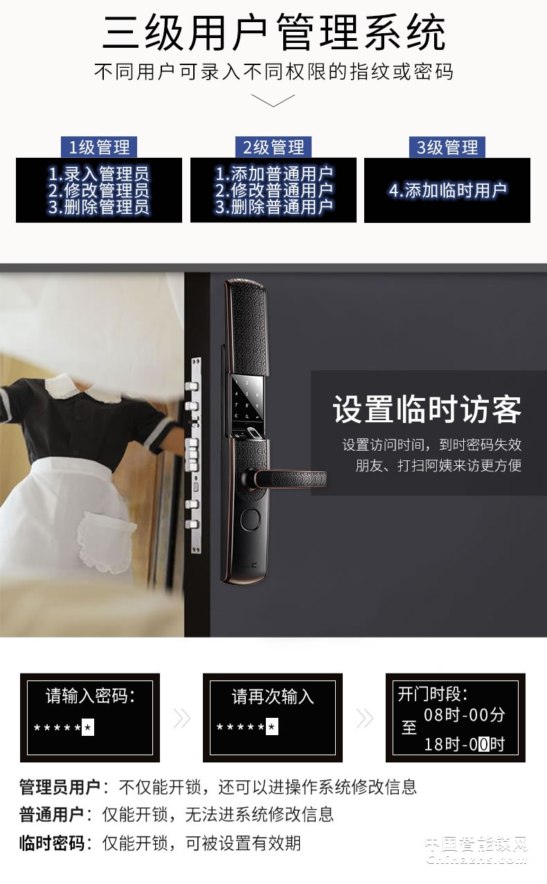 金指码木门电子门锁P5 家用防盗门指纹锁