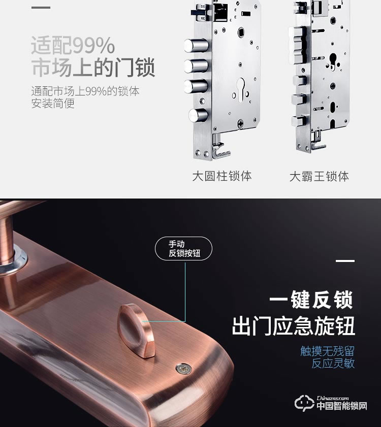 普泰升滑盖指纹锁 家用智能门锁 半导体智能指纹密码锁