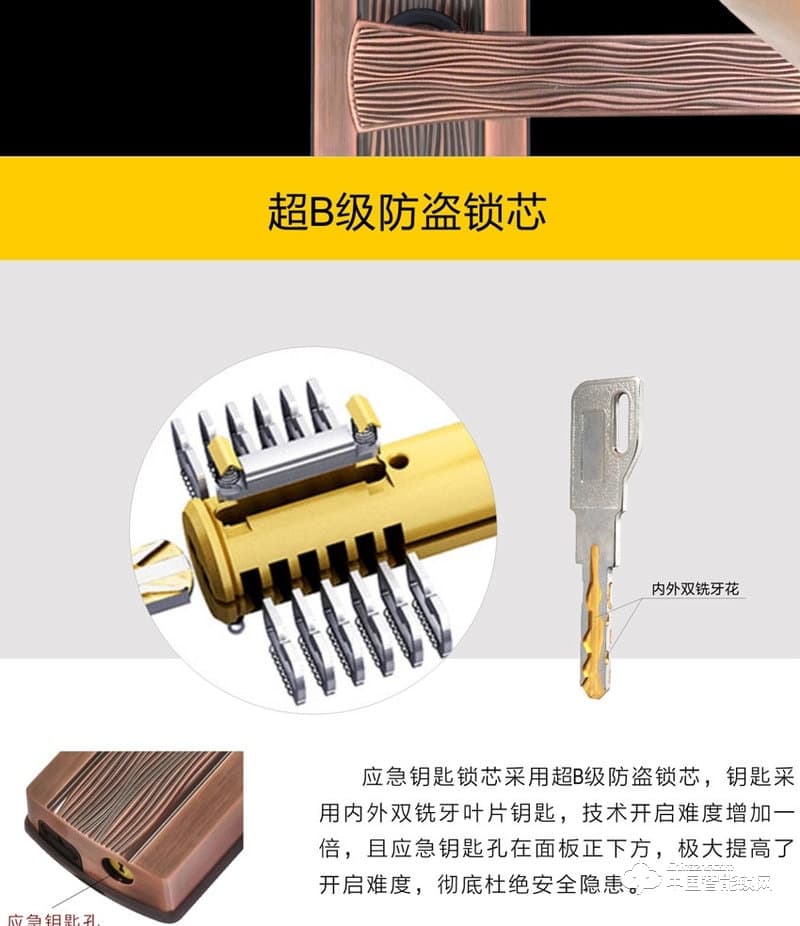 龙锁天下智能锁 滑盖指纹密码锁 防盗门智能锁Z08