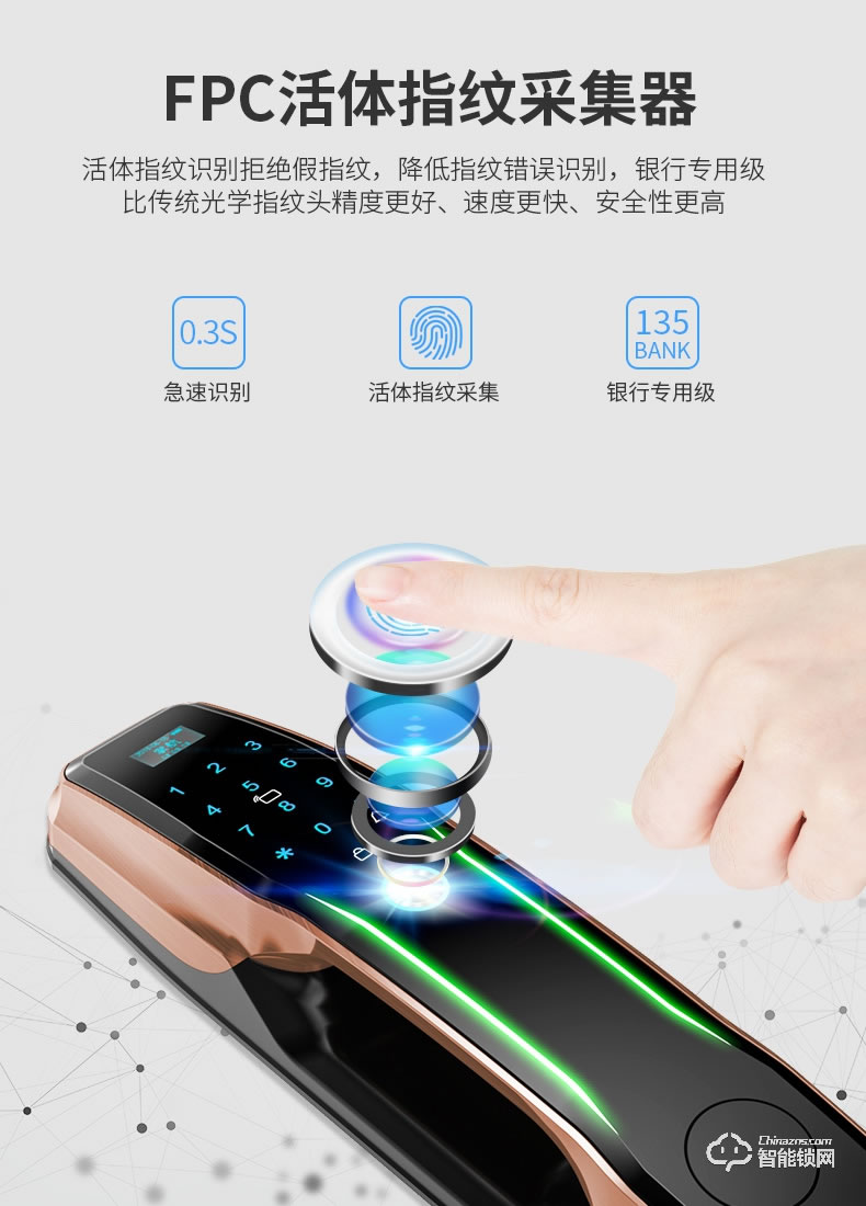 掌航智能锁 Q7全自动智能指纹锁电子锁