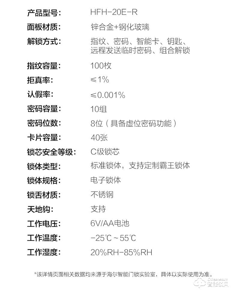 海尔智能锁 E20家用防盗门智能门锁电子密码锁