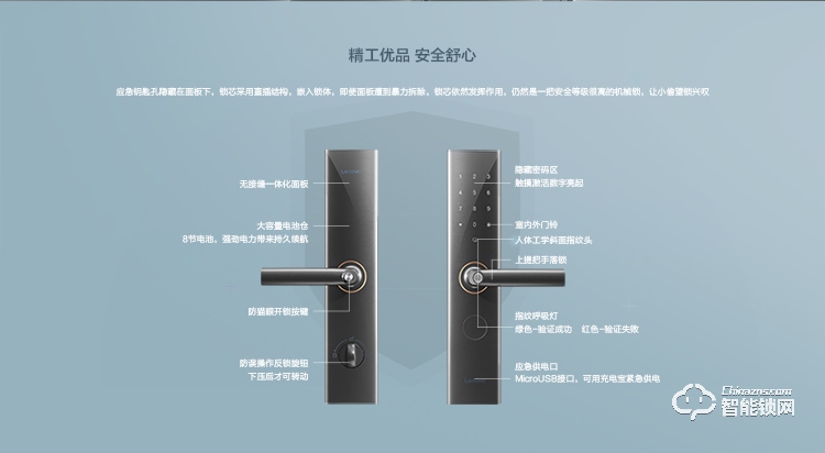 联想智能锁 U1家用防盗智能指纹密码锁