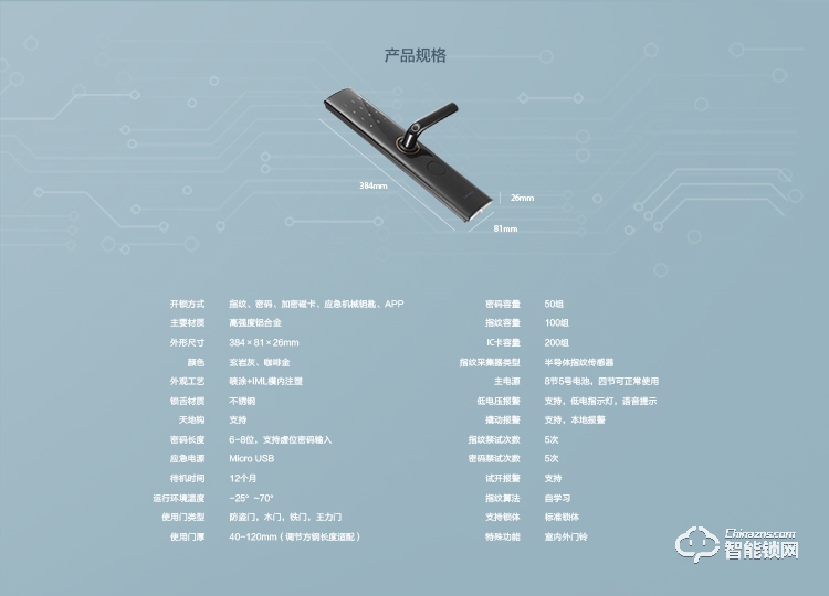 联想智能锁 U1家用防盗智能指纹密码锁