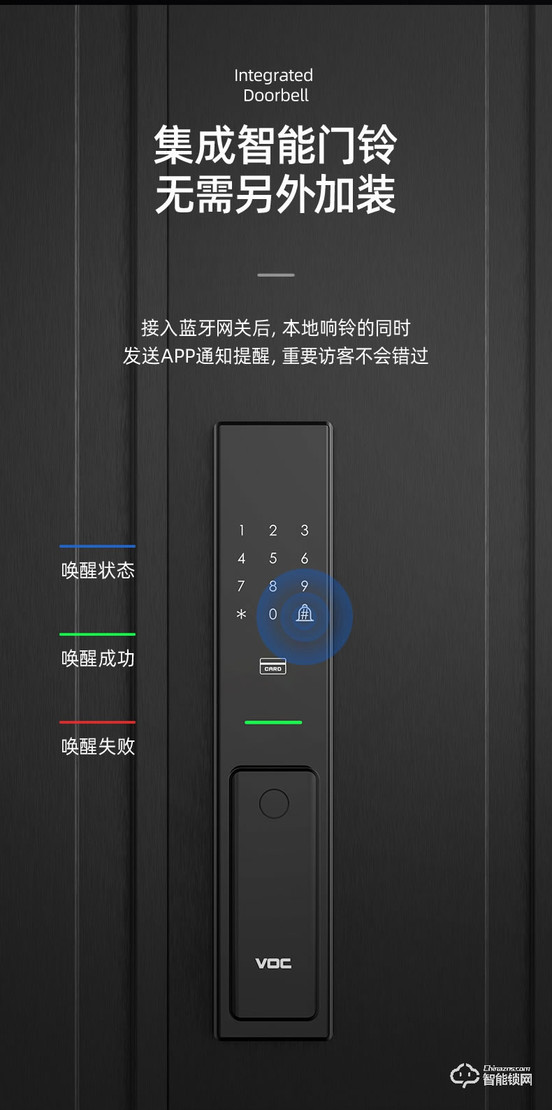VOC智能锁 T8推拉式家用防盗门智能锁