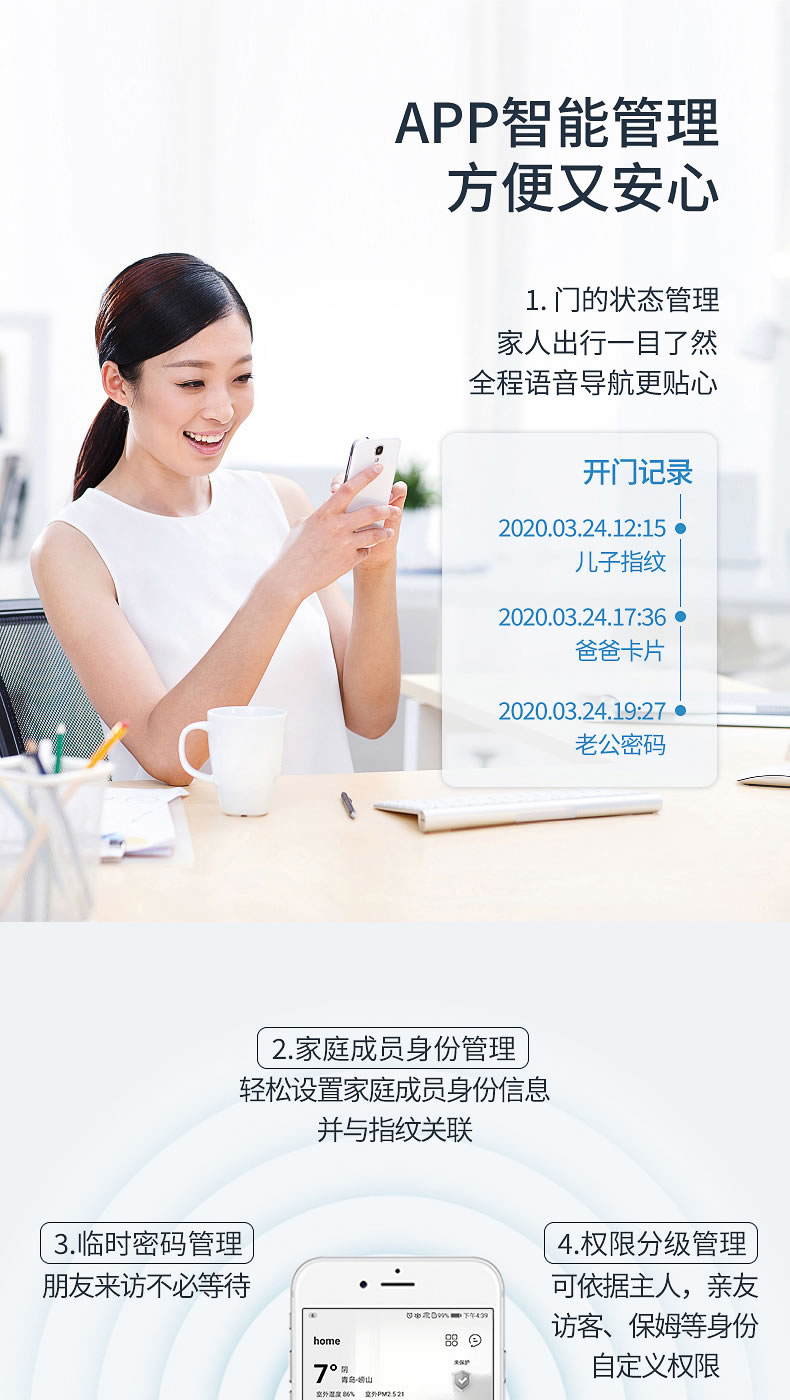 海尔Haier智能锁全自动指纹锁家用防盗门锁十大品牌电子锁推拉密码锁66P