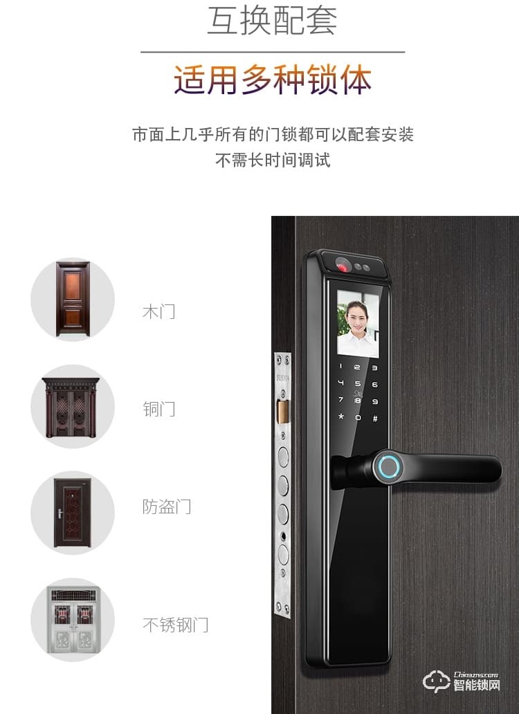 银驰3D人脸识别智能锁 三维立体面部识别