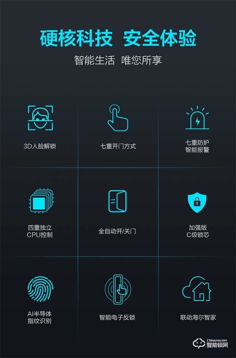 海尔智能锁S30 3D人脸解锁智享Al生活