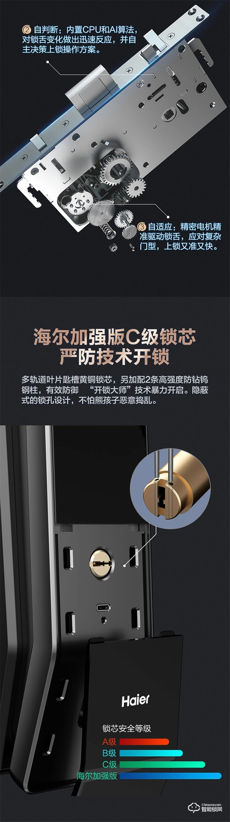 海尔智能锁31S指纹锁家用防盗门全自动3D人脸识别密码锁31S
