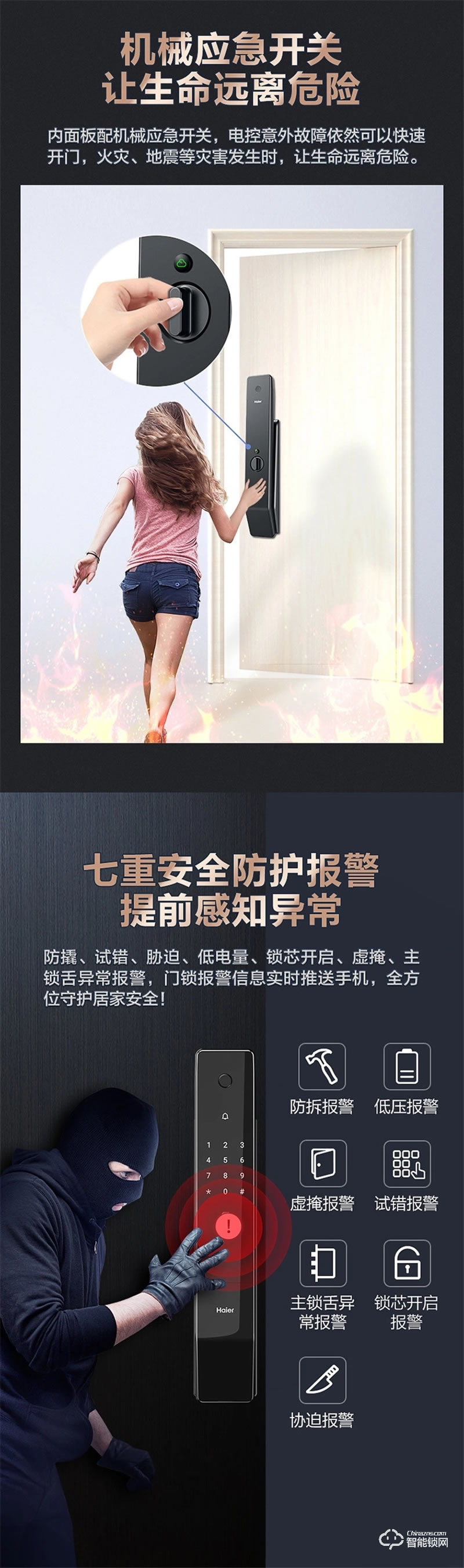 海尔智能锁P31 新一代FPC指纹识别技术
