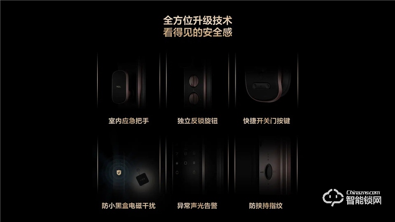 TCL全自动大屏猫眼锁T9 密码锁电子锁C级锁芯远程开锁